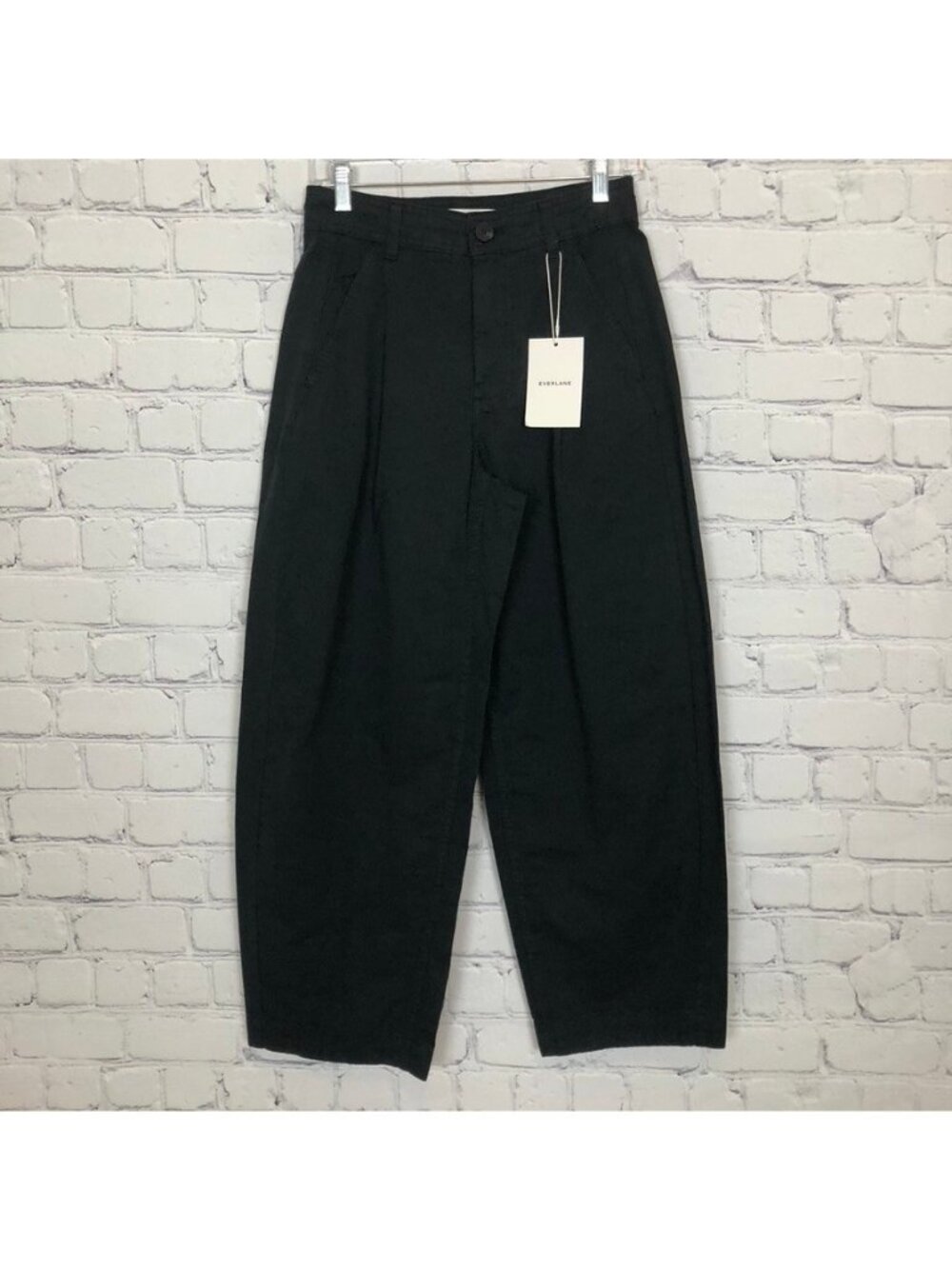 NWT Everlane The Everywhere Pant Size 0 Black Barrel Leg